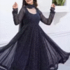 Elegant Black Georgette Anarkali Gown With Dupatta (No Pant)